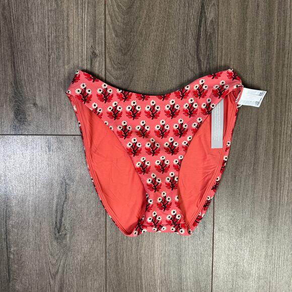 J.Crew Classic Sculpt Sunny Bikini Bottom WMNS S Coral Floral High-Cut Mid Rise - Picture 4 of 9